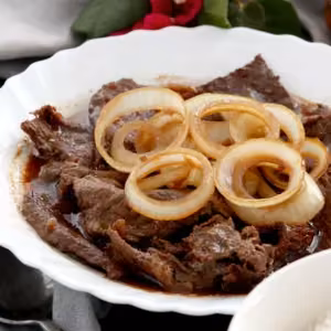 Beef Bistek Tagalog with Rice