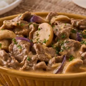 Creamy Beef with Mushroom and Rice