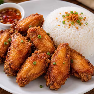 Fried Chicken wings with Rice